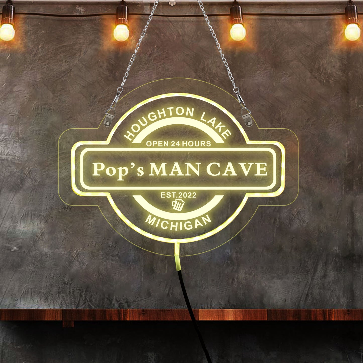 Personalized LED Color Changing Acrylic Man Cave Beer Bar Sign