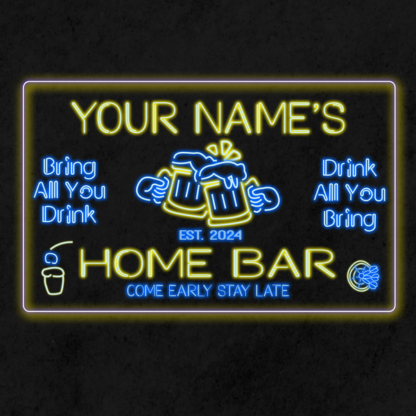 Personalized Beer Mug Two Colors Home Bar LED Sign (Three Sizes)