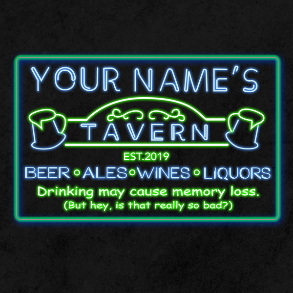 Personalized Tavern Two Colors Home Bar LED Sign (Three Sizes)
