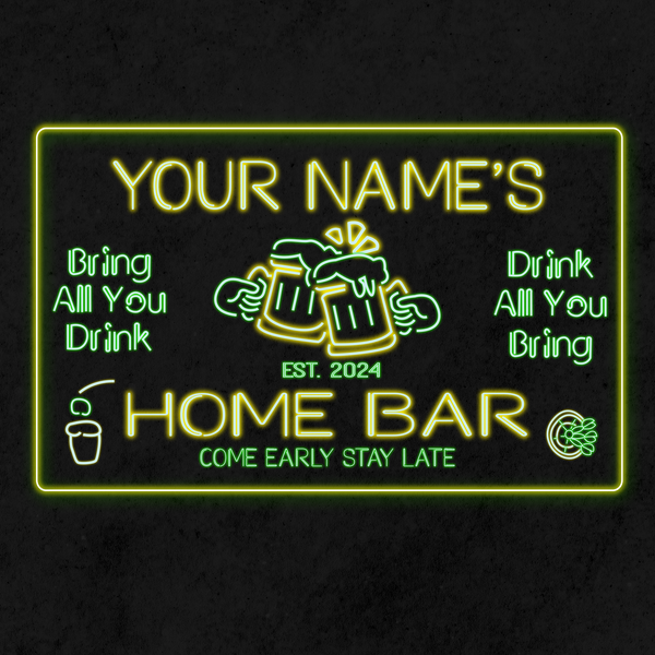 Personalized Beer Mug Two Colors Home Bar LED Sign (Three Sizes)