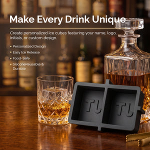 Personalized Custom Silicone Ice Cube Mold 2 Pack Square