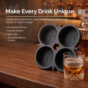 Personalized Custom Silicone Ice Cube Mold 4 Pack Round