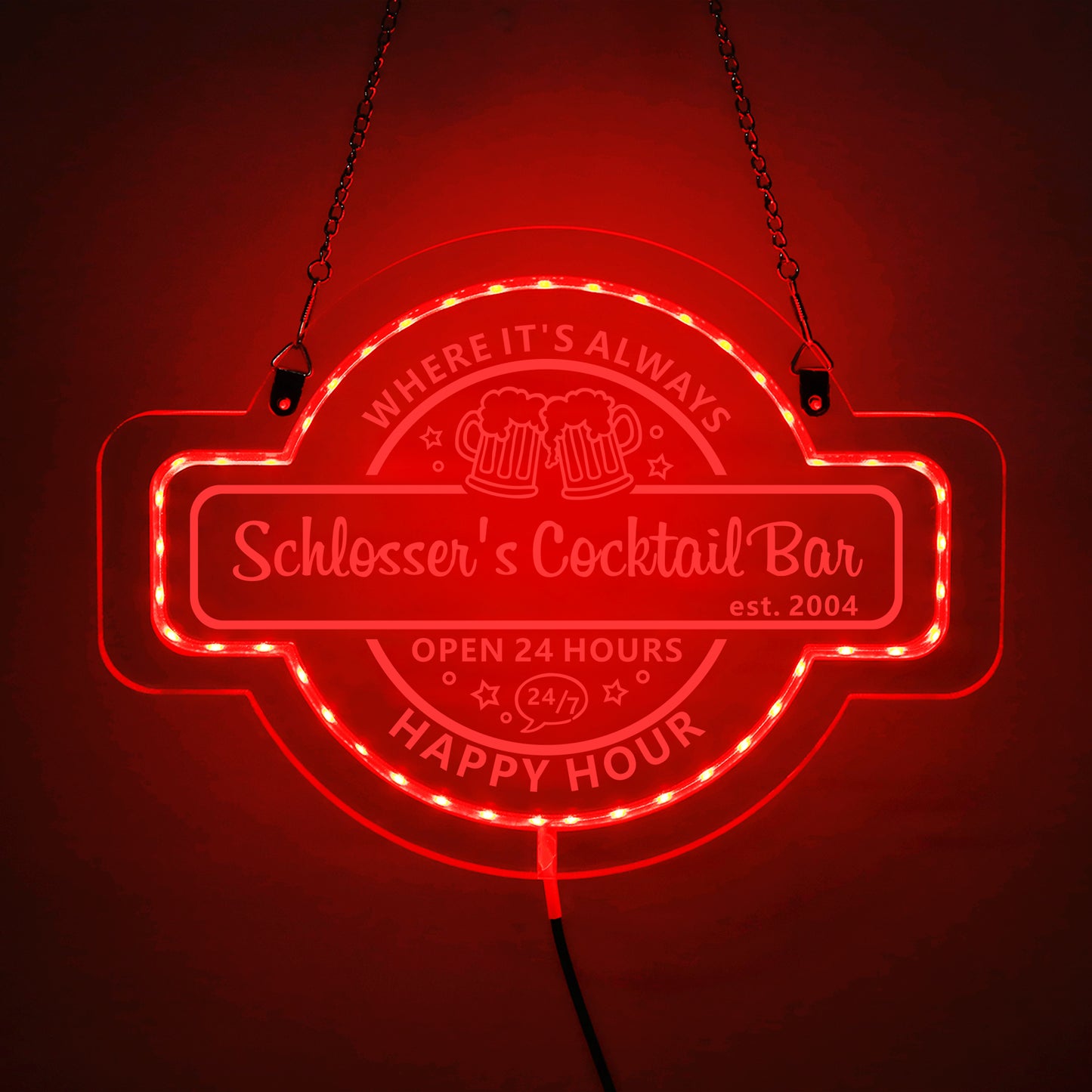 Personalized LED Color Changing Acrylic Beer Mugs Cocktail Bar Sign