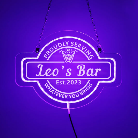 Personalized LED Color Changing Acrylic Glasses With Straws Bar Sign