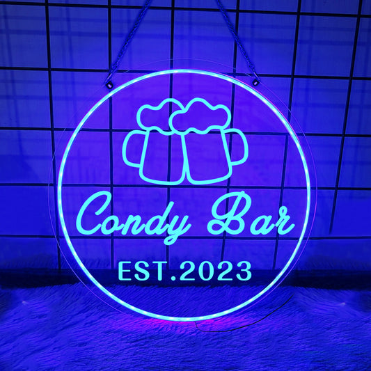 Personalized LED Color Changing Acrylic Two Beer Mugs Bar Sign