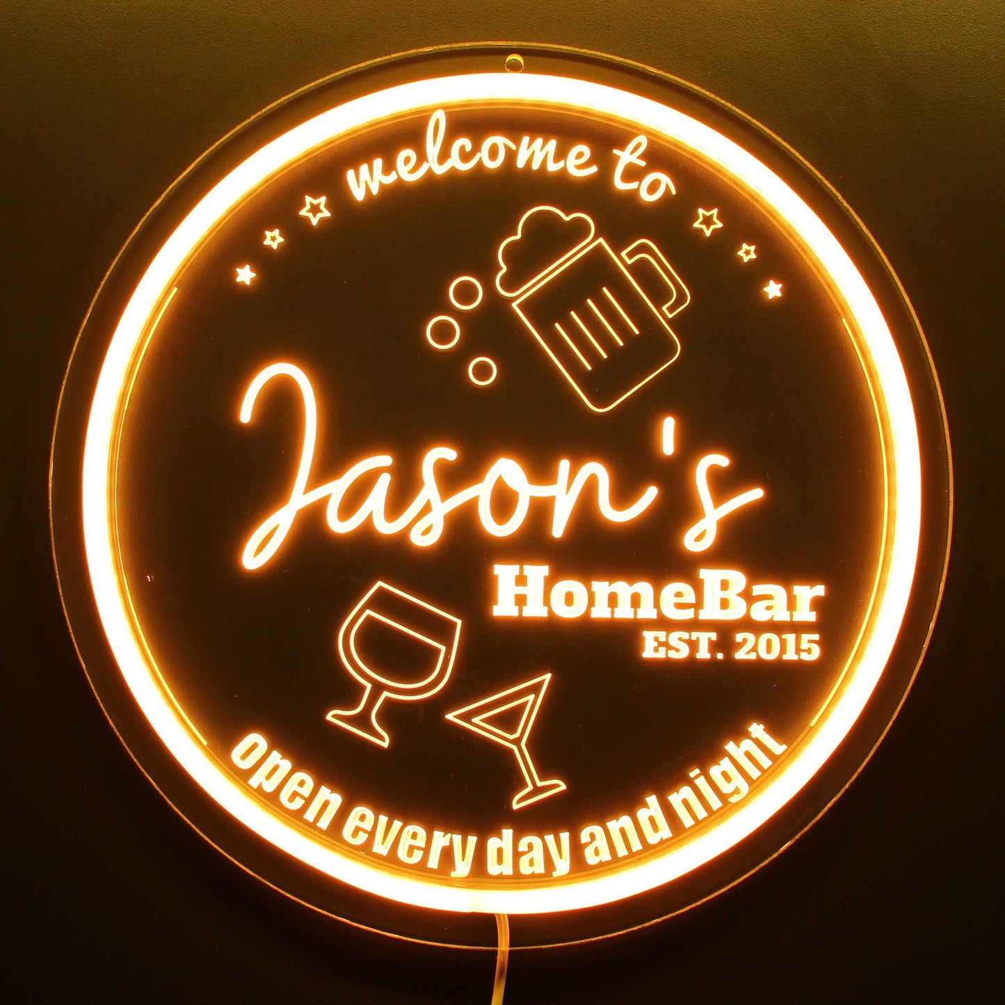 Personalized LED Color Changing Acrylic Bar Drinking Glasses Sign