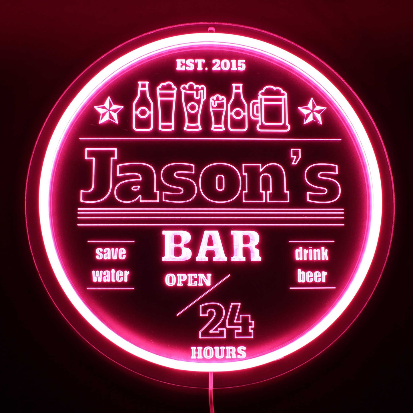 Personalized LED Color Changing Acrylic Bar Beer Glasses Sign