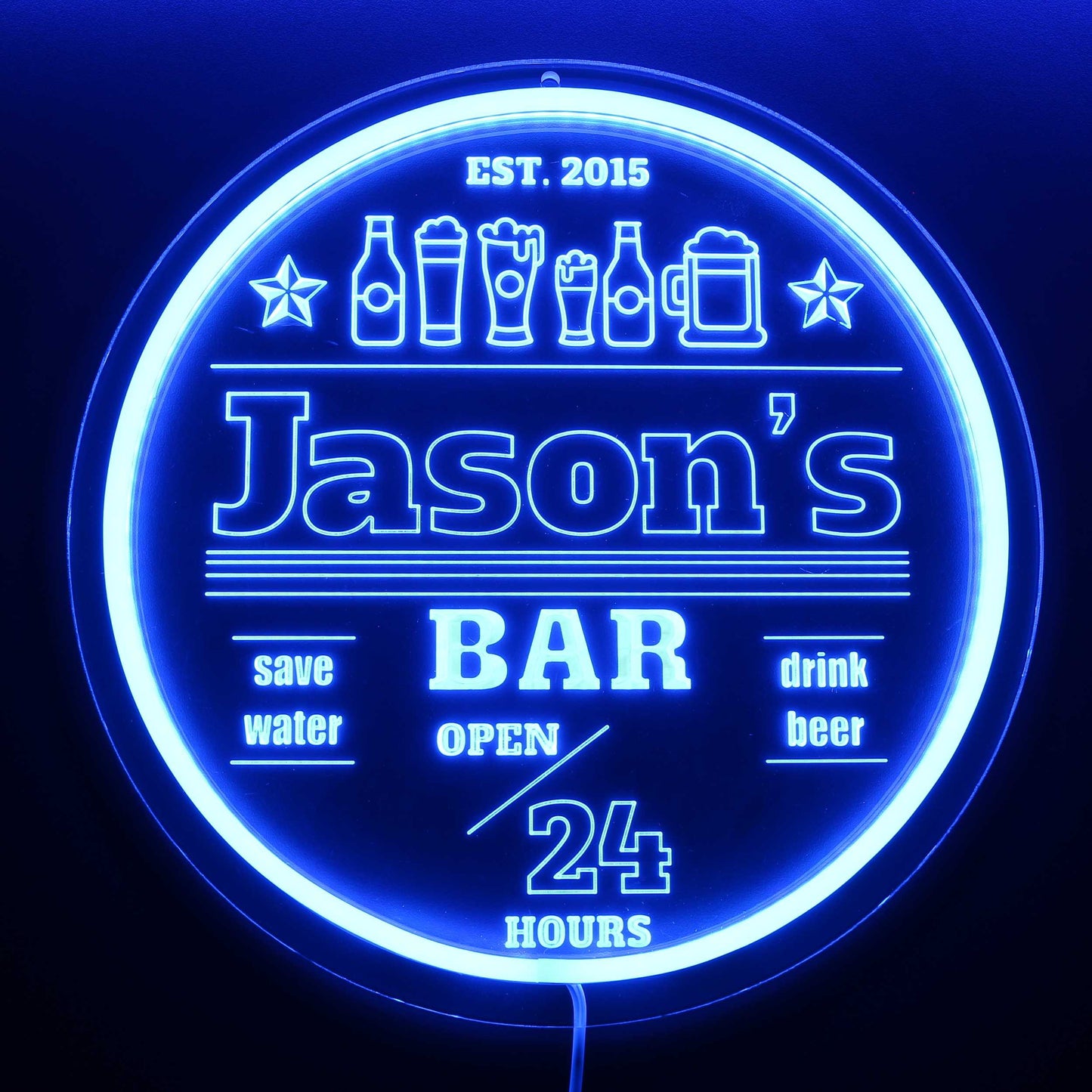 Personalized LED Color Changing Acrylic Bar Beer Glasses Sign