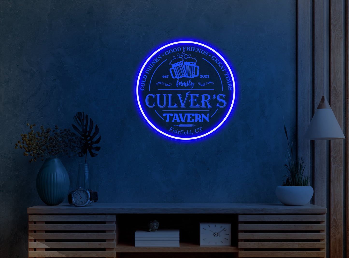 Personalized LED Color Changing Acrylic Tavern Beer Mugs Sign