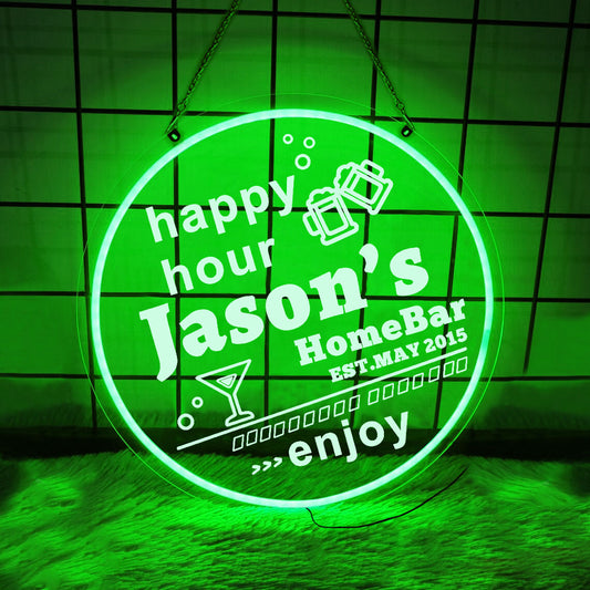 Personalized LED Color Changing Acrylic Happy Hour Bar Sign