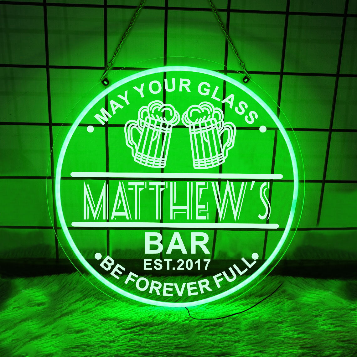 Personalized LED Color Changing Acrylic Double Beer Mug Sign