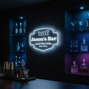 Personalized LED Color Changing Acrylic Bar w/Glasses Sign