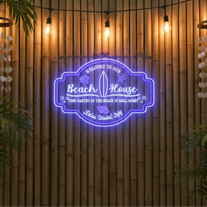 Personalized LED Color Changing Acrylic Beach House Shells Sign