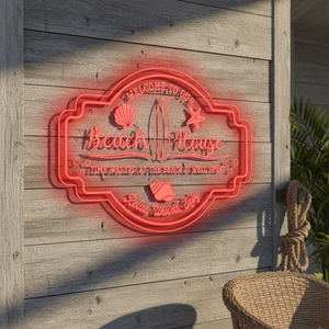 Personalized LED Color Changing Acrylic Beach House Shells Sign