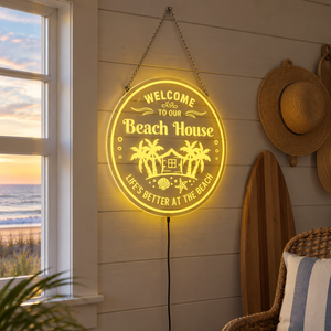 Personalized LED Color Changing Acrylic Beach House Sign