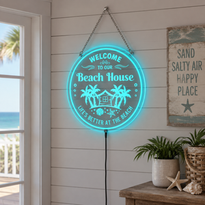 Personalized LED Color Changing Acrylic Beach House Sign