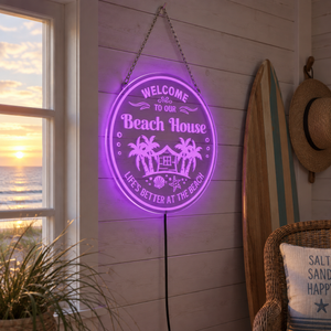 Personalized LED Color Changing Acrylic Beach House Sign