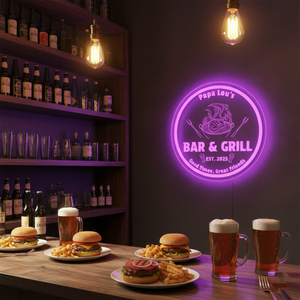 Personalized LED Color Changing Acrylic Beers Bar & Grill Sign
