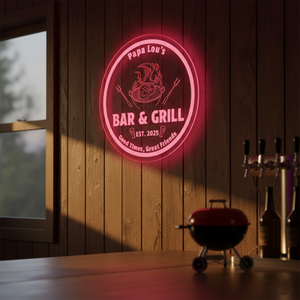 Personalized LED Color Changing Acrylic Beers Bar & Grill Sign