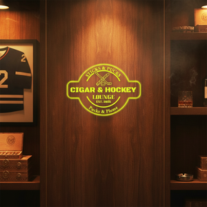 Personalized LED Color Changing Acrylic Cigar & Hockey Sign