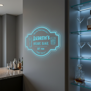 Personalized LED Color Changing Acrylic Home Bar w/Glasses Sign