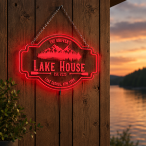Personalized LED Color Changing Acrylic Lake House Sign