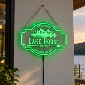 Personalized LED Color Changing Acrylic Lake House Sign