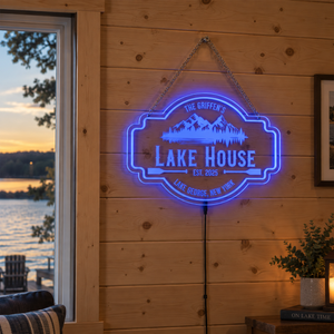 Personalized LED Color Changing Acrylic Lake House Sign