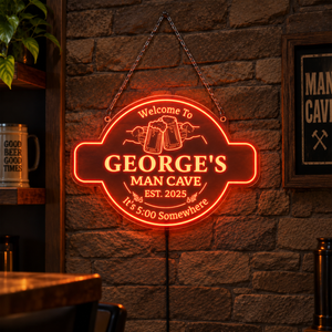 Personalized LED Color Changing Acrylic Man Cave Beers Cheers Sign