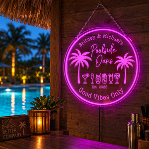 Personalized LED Color Changing Acrylic Poolside Oasis Sign