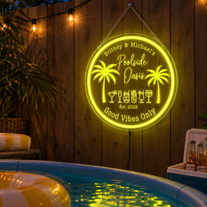 Personalized LED Color Changing Acrylic Poolside Oasis Sign