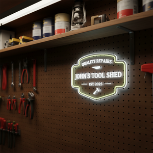 Personalized LED Color Changing Acrylic Tool Shed Sign