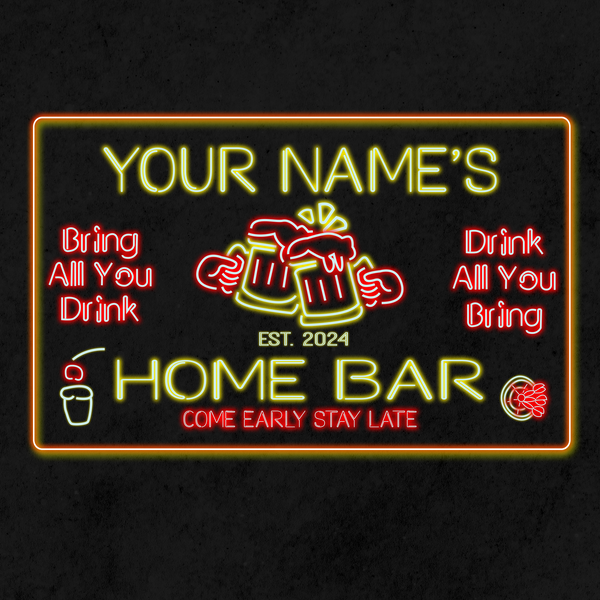 Personalized Beer Mug Two Colors Home Bar LED Sign (Three Sizes)