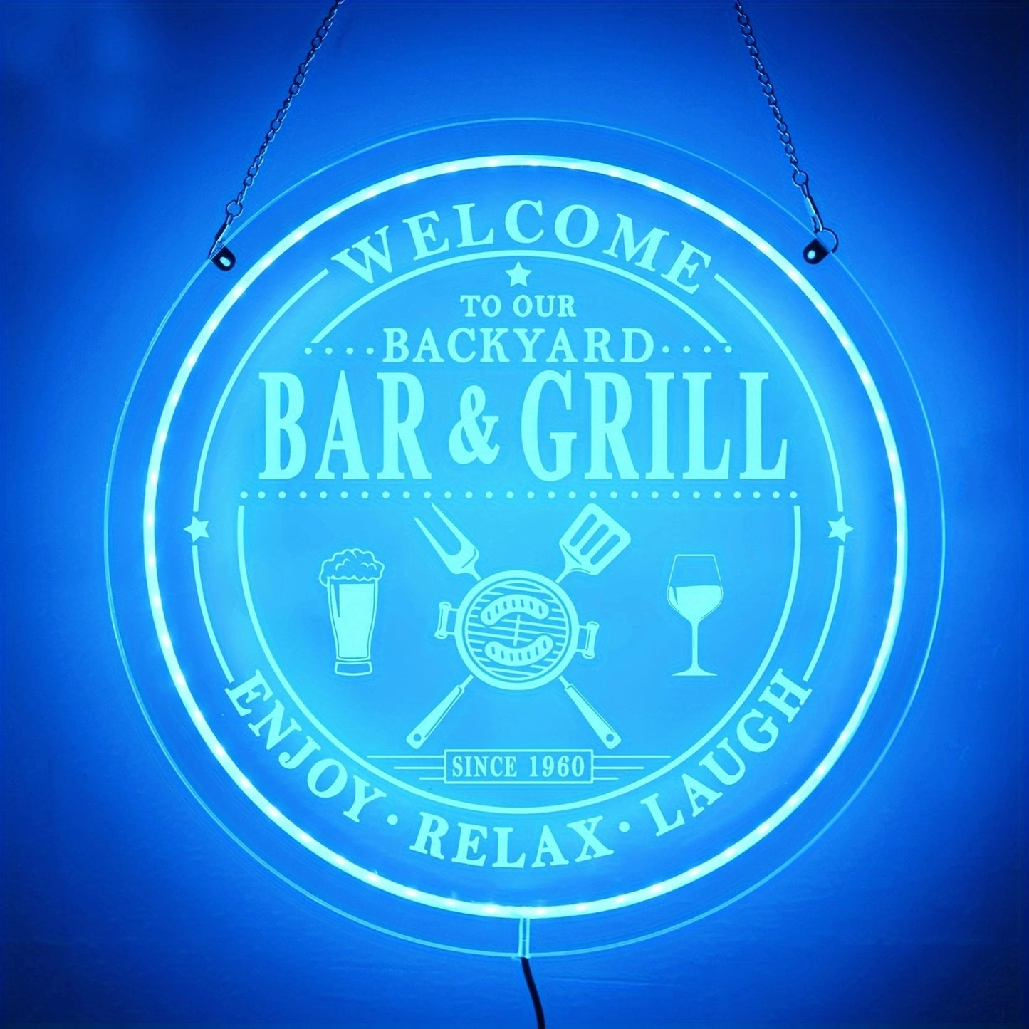 Personalized LED Color Changing Acrylic Bar & Grill Sign