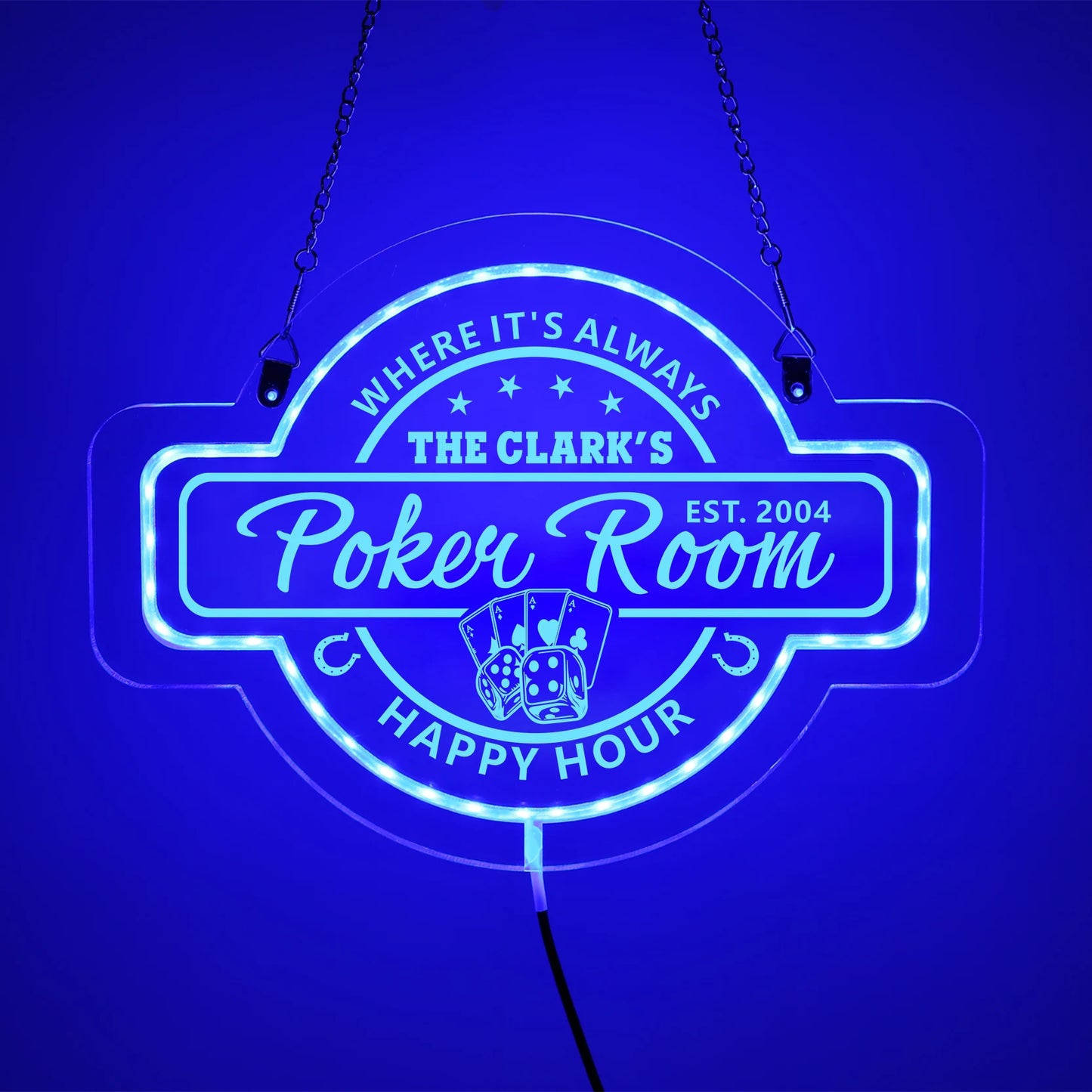 Personalized LED Color Changing Acrylic Poker Room Bar Sign