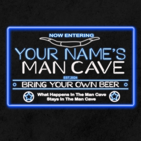 Personalized Man Cave Two Colors Home Bar LED Sign (Three Sizes)