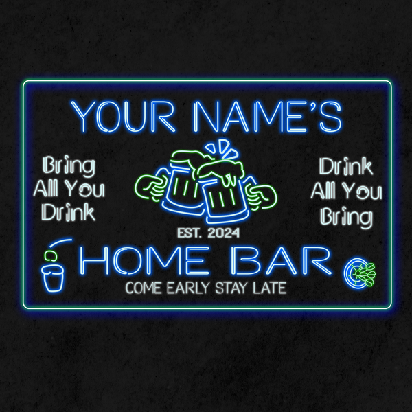 Personalized Beer Mugs Three Colors LED Home Bar Sign (Three Sizes)