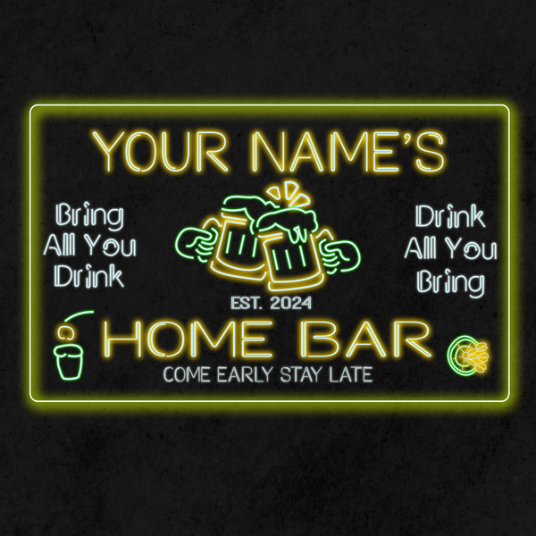 Personalized Beer Mugs Three Colors LED Home Bar Sign (Three Sizes)