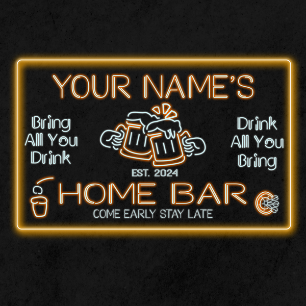 Personalized Beer Mug Two Colors Home Bar LED Sign (Three Sizes)