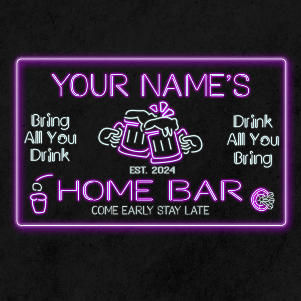 Personalized Beer Mug Two Colors Home Bar LED Sign (Three Sizes)