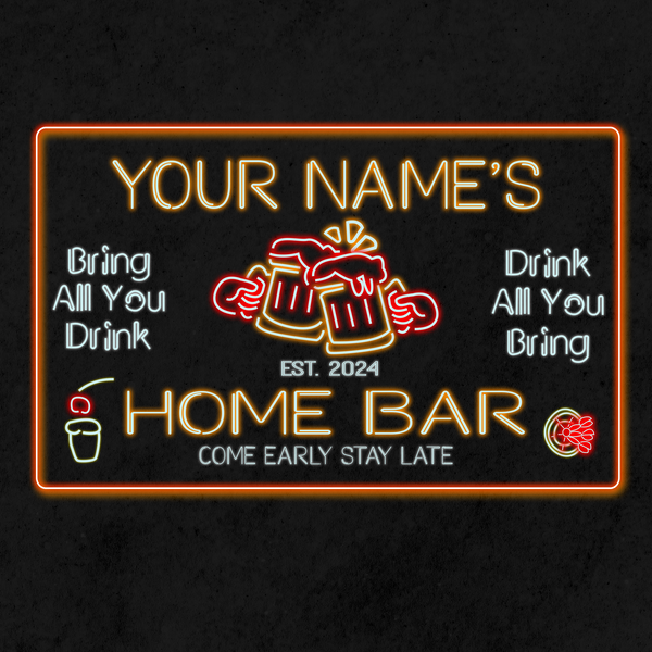 Personalized Beer Mugs Three Colors LED Home Bar Sign (Three Sizes)