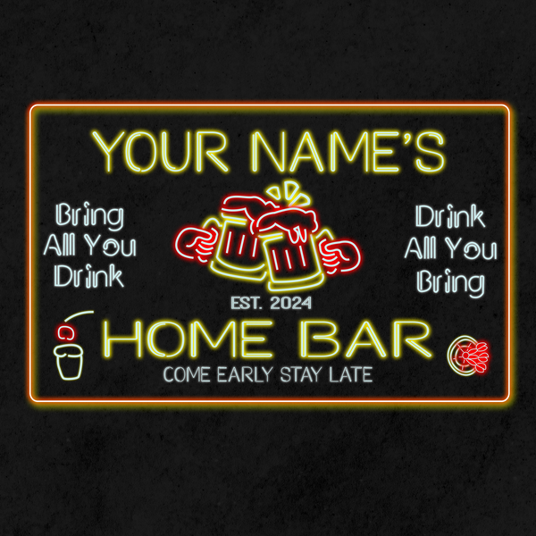 Personalized Beer Mugs Three Colors LED Home Bar Sign (Three Sizes)