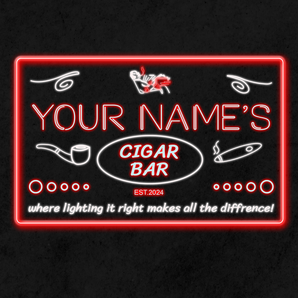 Personalized Cigar Bar Two Colors LED Sign (Three Sizes)