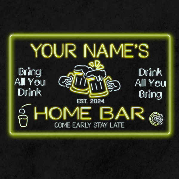 Personalized Beer Mug Two Colors Home Bar LED Sign (Three Sizes)