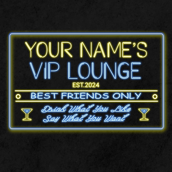 Personalized VIP Lounge Two Colors LED Sign (Three Sizes)