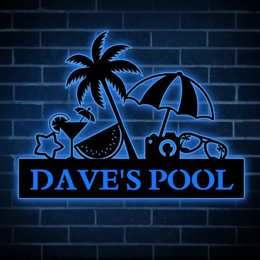 Personalized LED Color Changing Pool Sign