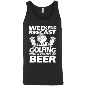 Weekend Forecast Golfing With A Chance Of Beer Tank Top Apparel - The Beer Lodge