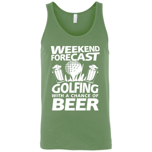 Weekend Forecast Golfing With A Chance Of Beer Tank Top Apparel - The Beer Lodge