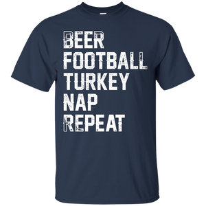 Beer Football Turkey Nap Repeat T-Shirt Apparel - The Beer Lodge