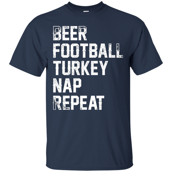 Beer Football Turkey Nap Repeat T-Shirt Apparel - The Beer Lodge